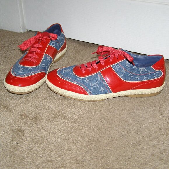 Vintage Louis Vuitton Denim and Red Patent Leather sneakers size 39/8.5 - Picture 13 of 13